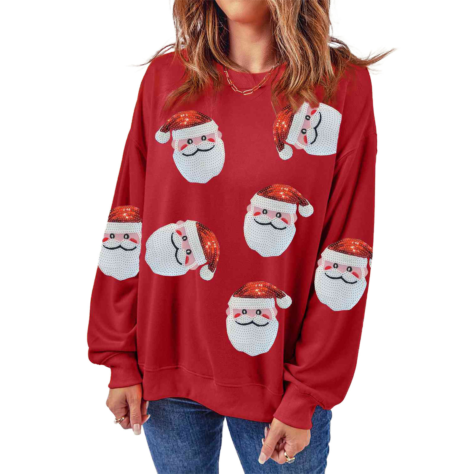 Embroidery Online Design - Christmas Sweater round Neck Hoodie Santa