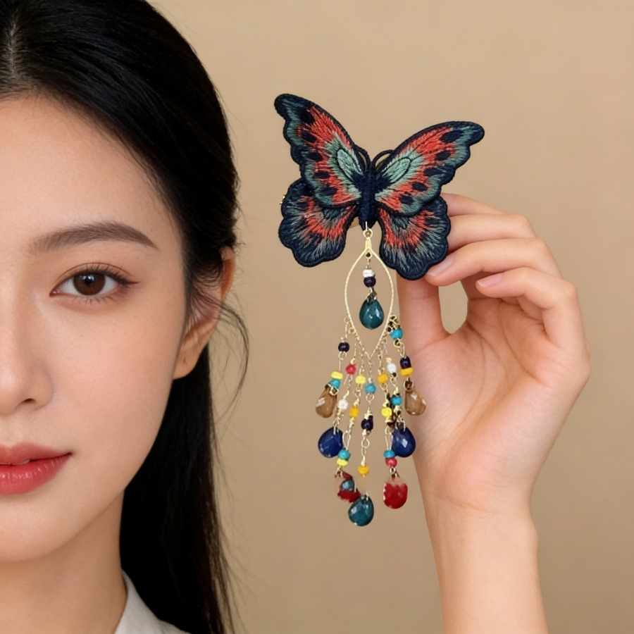 Embroidery Glass Beads - New Chinese Style Knitting Butterfly Hair