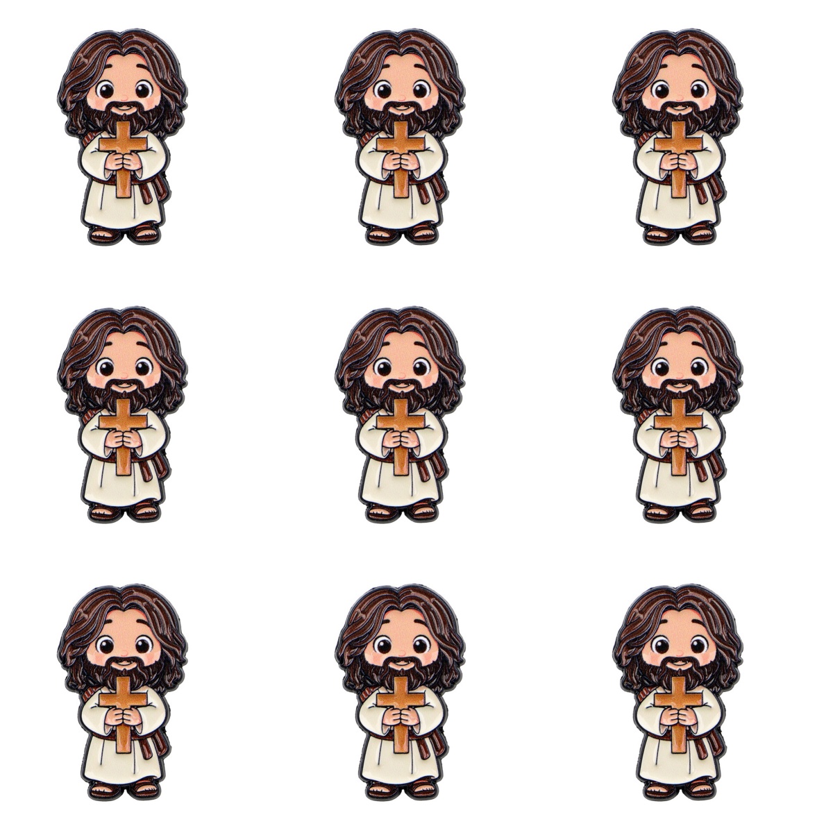 Embroidery Jesus - 9pcs Cute Cartoon Jesus Cross Enamel