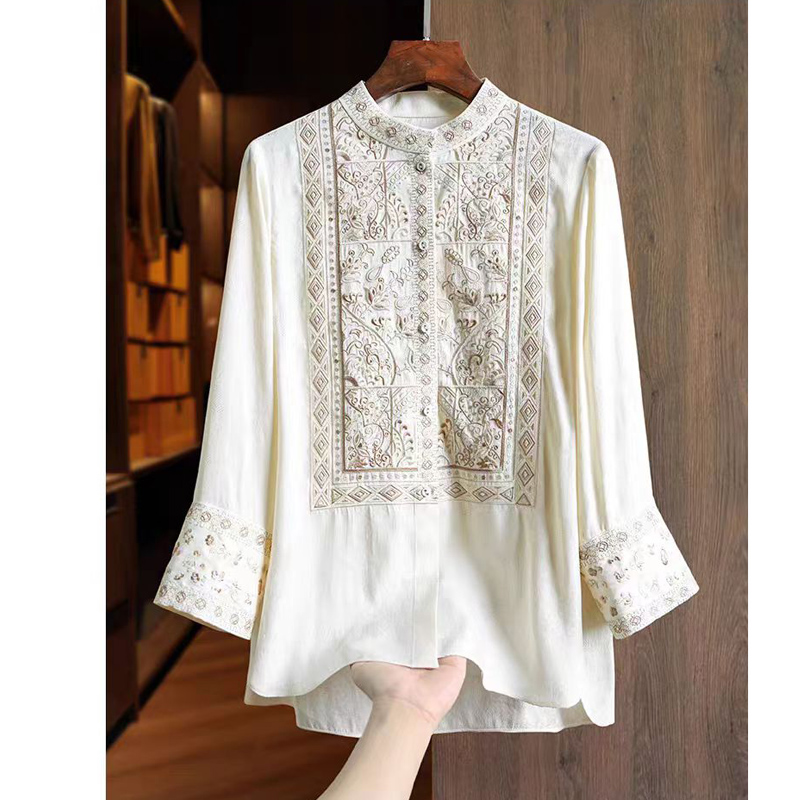 Embroidery Men Shirt - Summer Silk+Rayon Fabric New Chinese Style