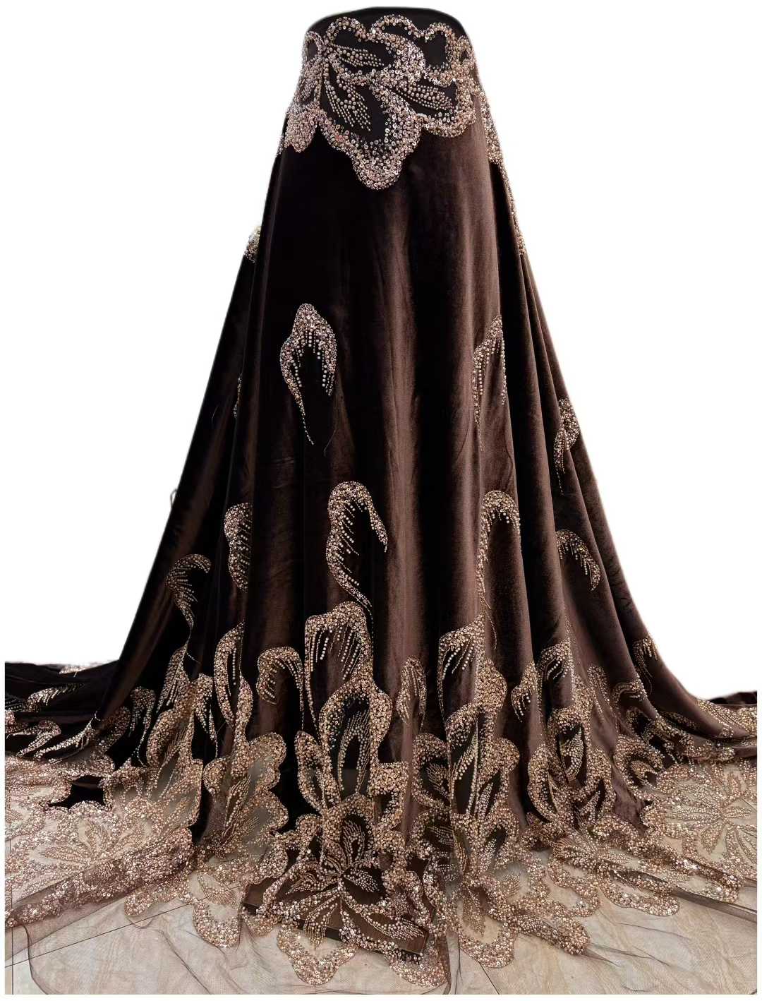 Embroidery Abaya - African Velvet Beaded Heavy Lace Fabric