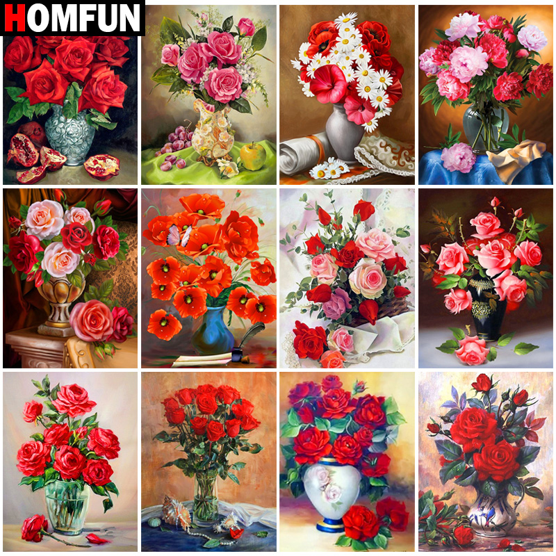 Embroidery Rose Stitch - HOMFUN 5D Diamond Embroidery Needlework Kit
