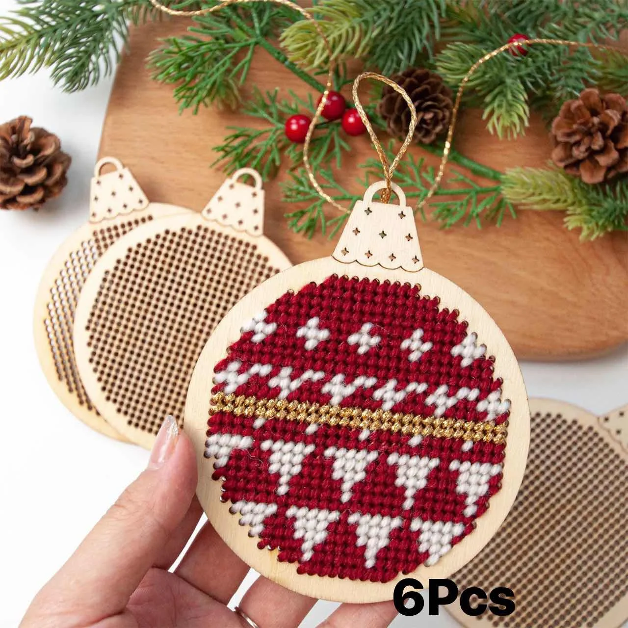 Embroidery Xmas Tree - 12Pcs Christmas Cross Stitch Hole Carving
