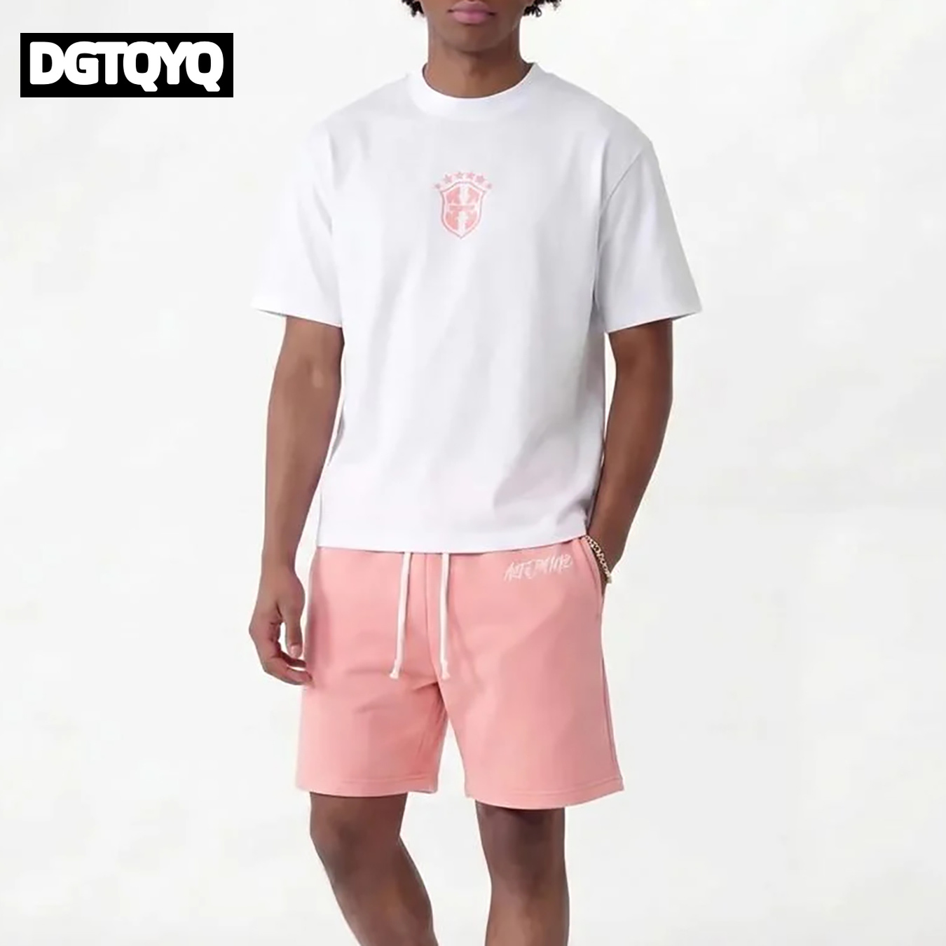 Embroidery Men Shirt - Man's Summer New Pink Embroidered Casual