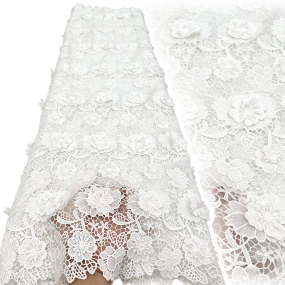 Embroidery Abaya - 3D Embroidered Guipure Cupion Lace Skin