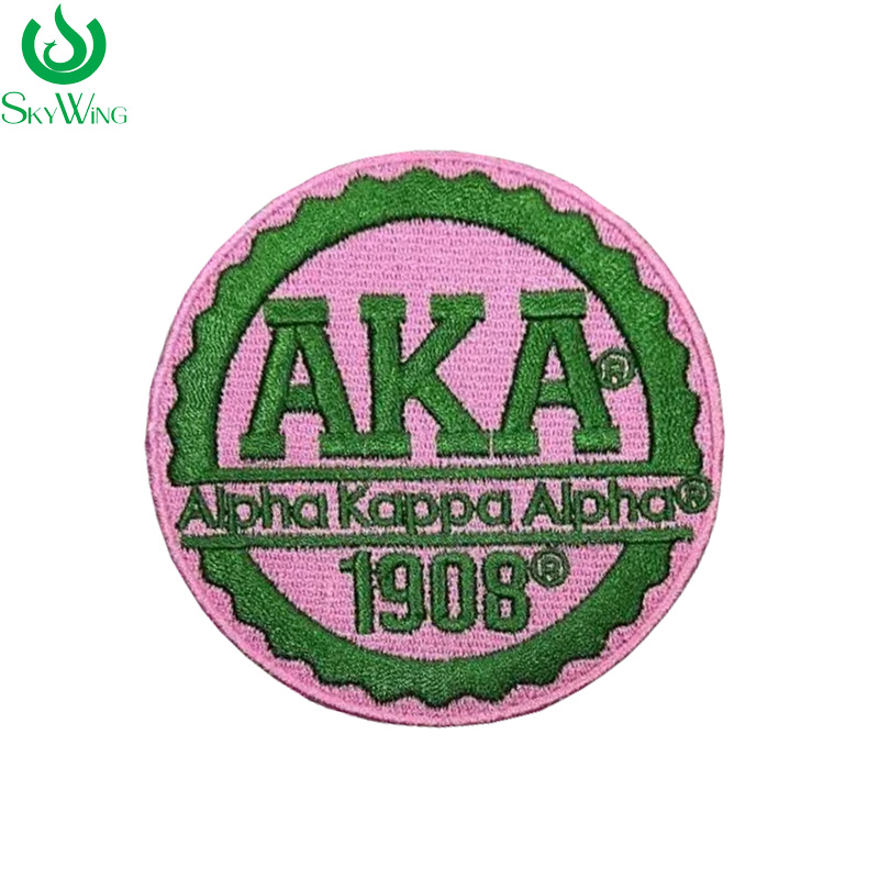 Embroidery Alpha - 4 INCH Round Pink and Green