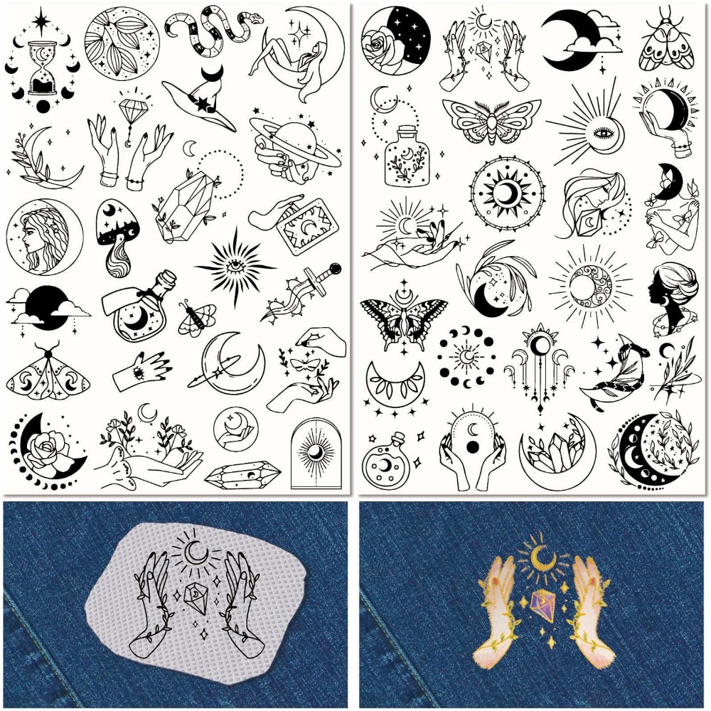 Embroidery Web - 51Pcs Boho Moon Sun Water Soluble