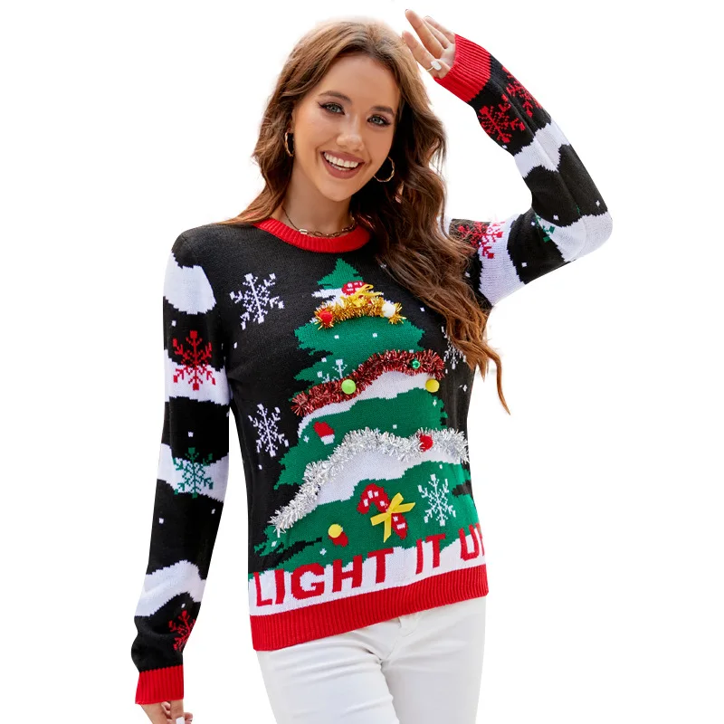 Christmas Sweater for Women &  - đánh giá và giá Embroidery Xmas Tree