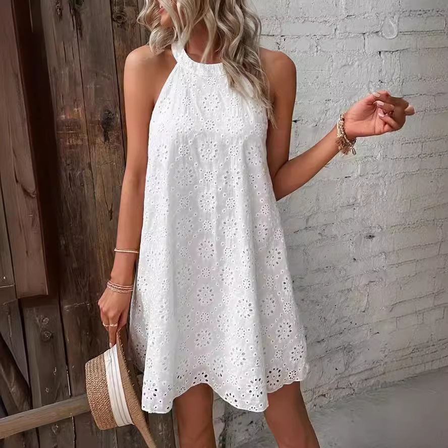 Summer Cotton Eyelet Halter Dr - đánh giá và giá Embroidery Eyelet