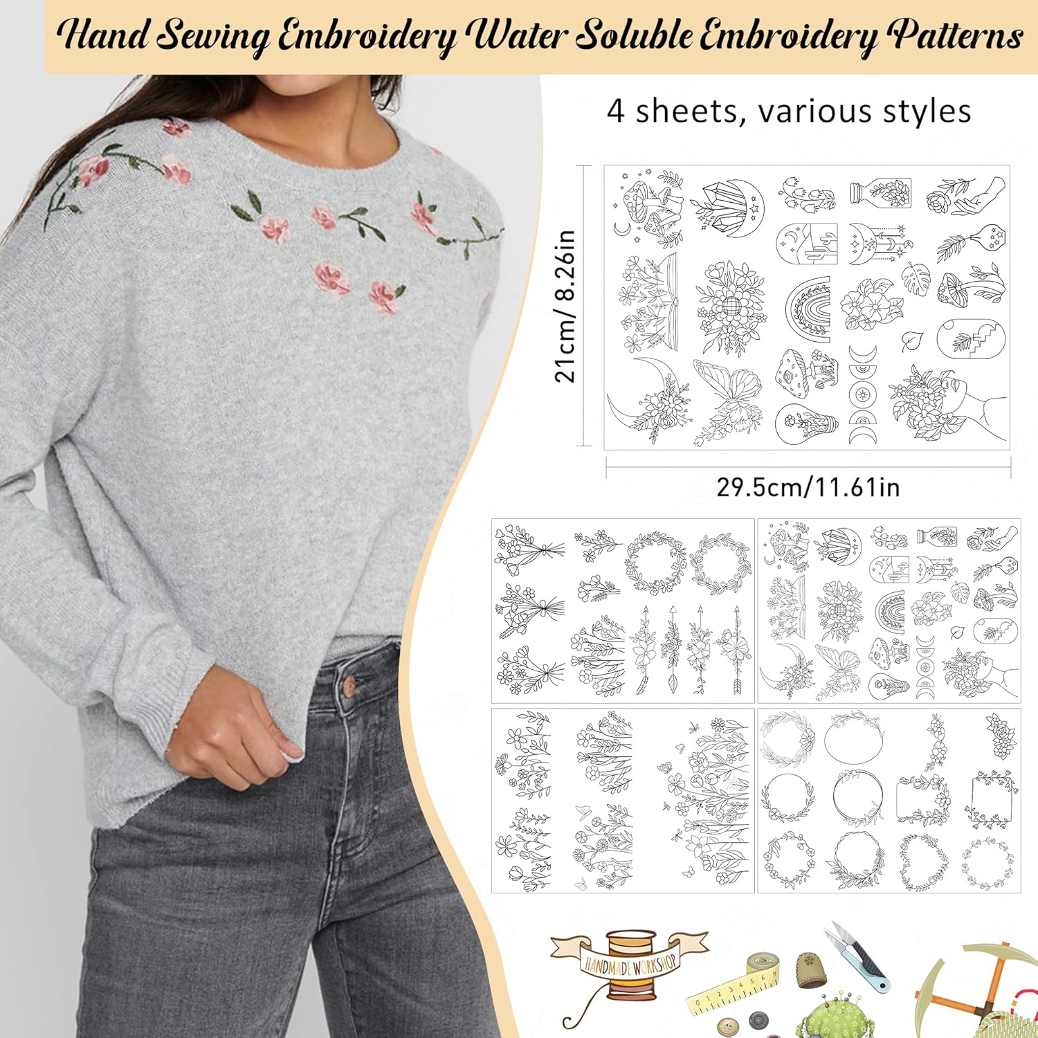 4 Sheets Water Soluble Stabili - đánh giá và giá Embroidery Web