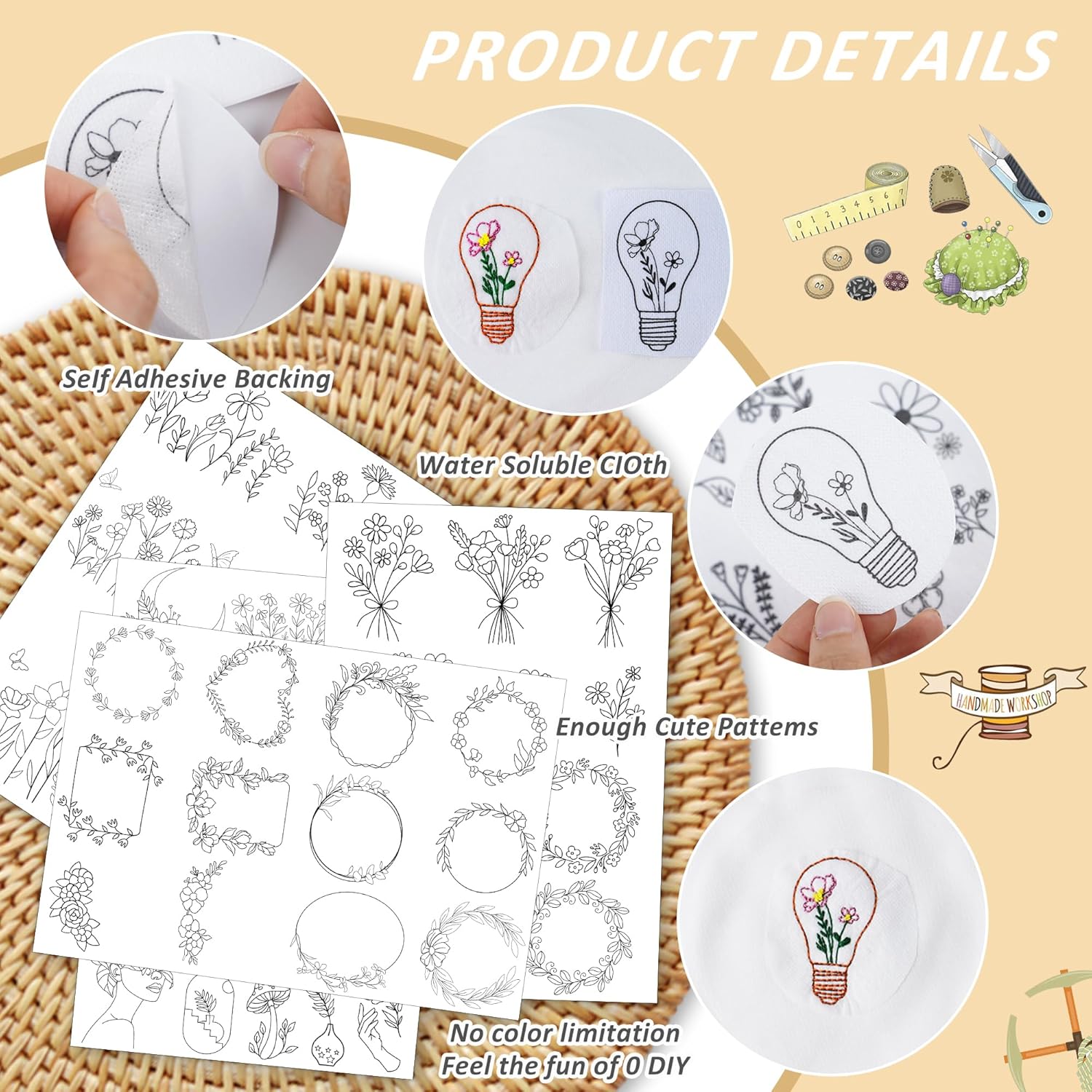 4 Sheets Water Soluble Stabili - đánh giá và giá Embroidery Web