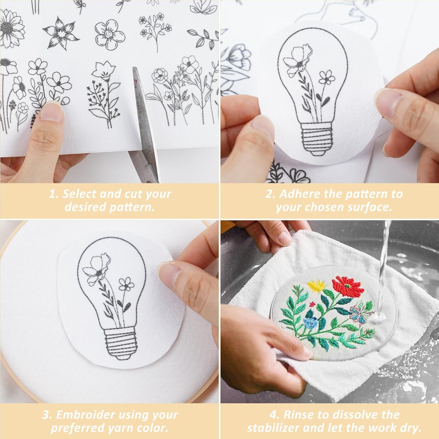 4 Sheets Water Soluble Stabili - đánh giá và giá Embroidery Web