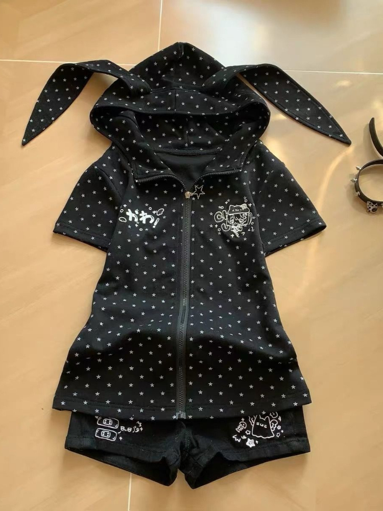 Japanese Star Print Rabbit's E - đánh giá và giá Embroidery Zip Up Hoodie