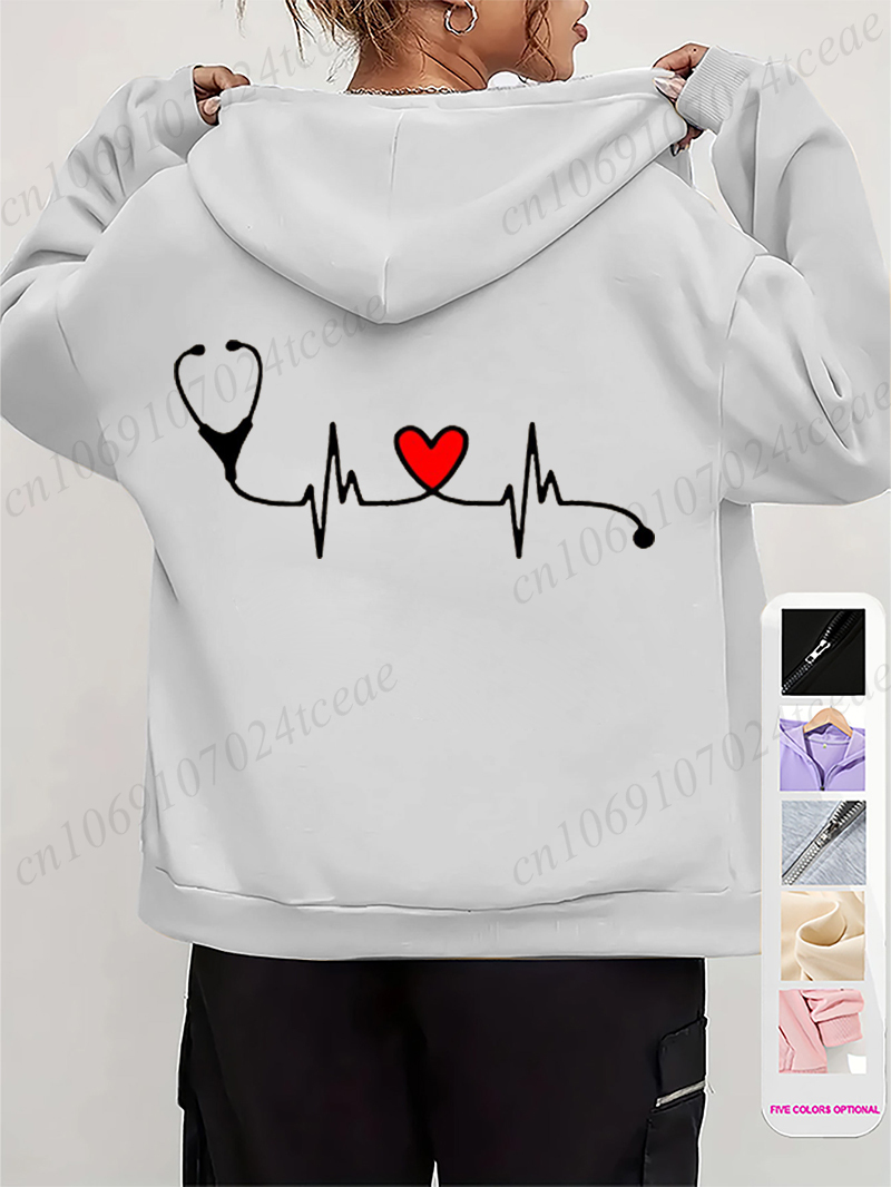 Women's Autumn Winter Hoodies  - đánh giá và giá Embroidery Zip Up Hoodie