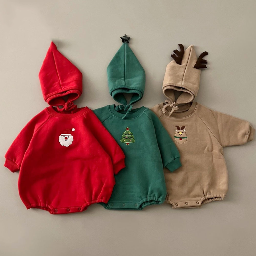 Baby Christmas Romper with Hat - đánh giá và giá Embroidery Xmas Tree
