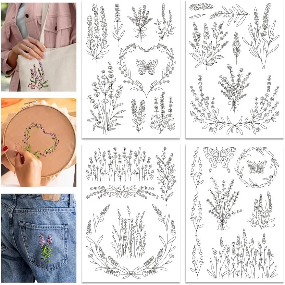 4 Sheets Lavender Flower Butte - đánh giá và giá Embroidery Sheet