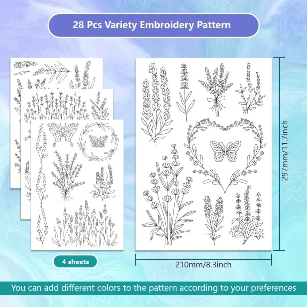4 Sheets Lavender Flower Butte - đánh giá và giá Embroidery Sheet