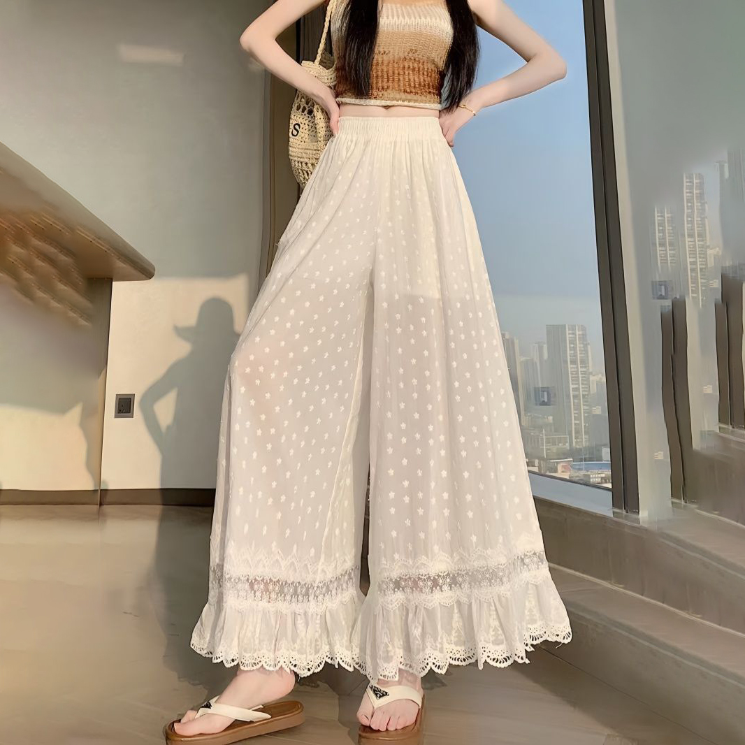 Women White Elastic High Waist - đánh giá và giá Embroidery Eyelet