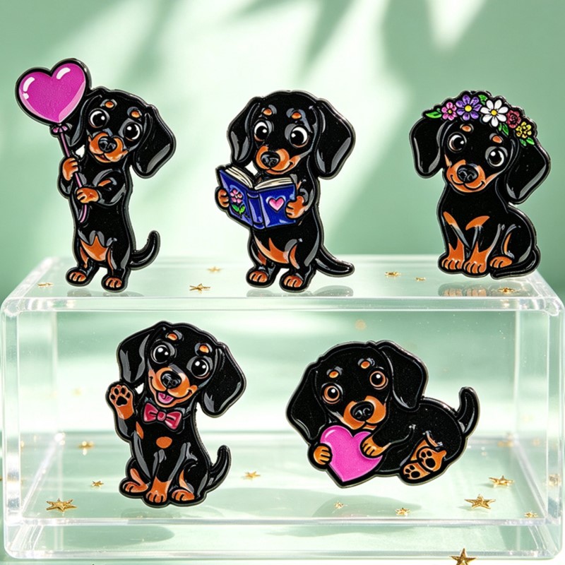 5pcs Cute Dachshund Enamel Pin - đánh giá và giá Embroidery Textile