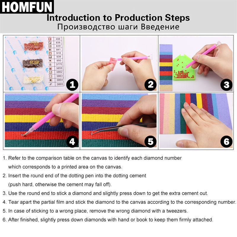 HOMFUN Tự Làm Tranh Gắn Đá 