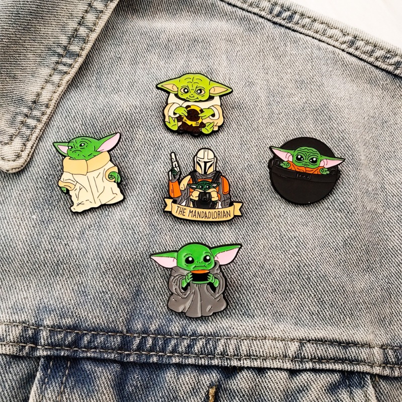 5pcs Cute cartoon Yoda badge s - đánh giá và giá Embroidery Textile