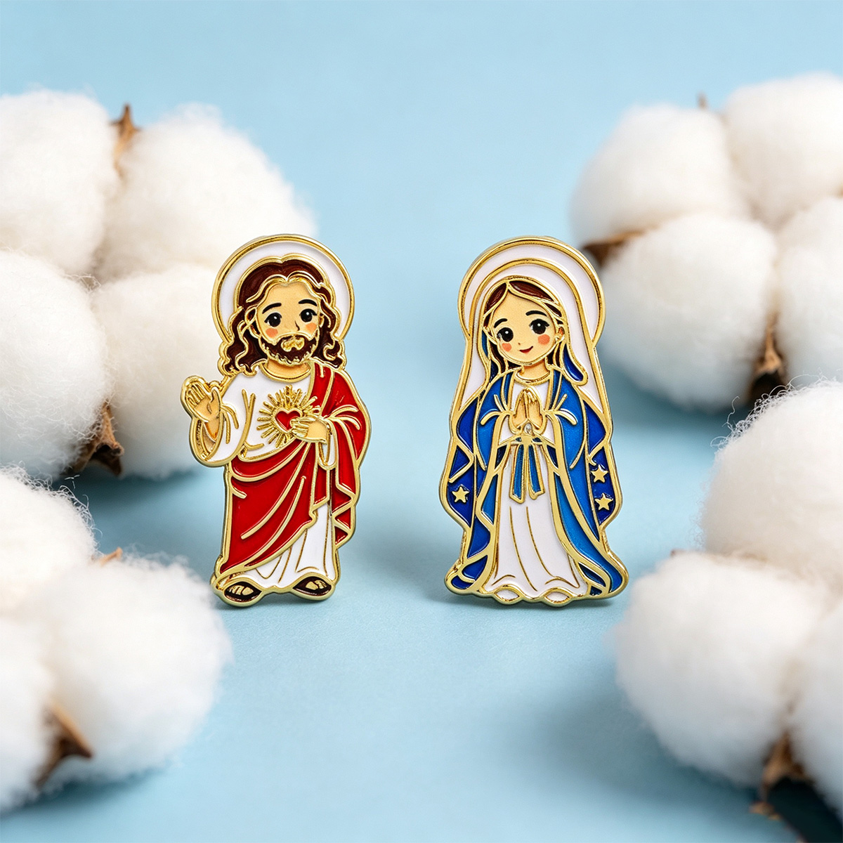 2pcs Jesus Virgin Mary Enamel  - đánh giá và giá Embroidery Jesus