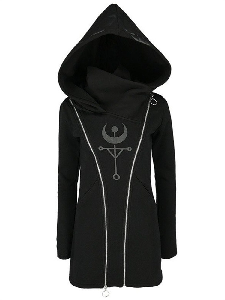 Gothic Punk In Dài Đầu Bông Ta - đánh giá và giá Embroidery Zip Up Hoodie