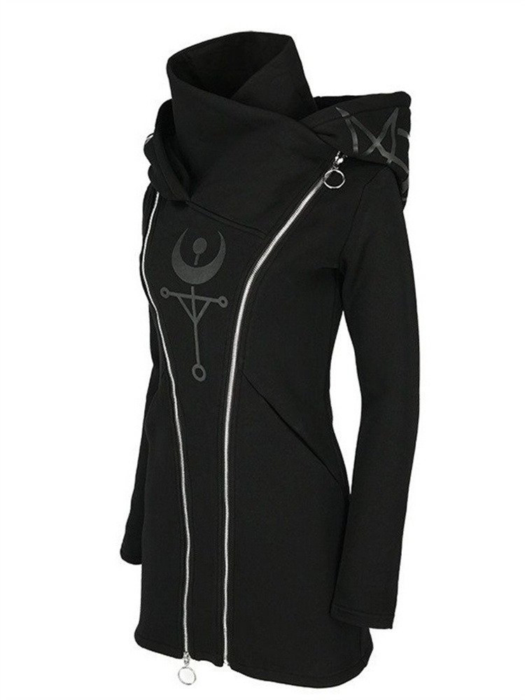 Gothic Punk In Dài Đầu Bông Ta - đánh giá và giá Embroidery Zip Up Hoodie