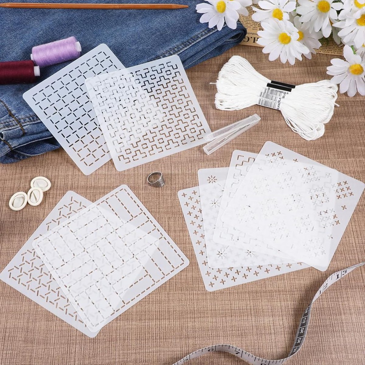 AT16 24Pcs Plastic -Stencil Ki - đánh giá và giá Embroidery X Pattern