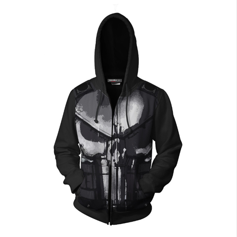 3D Printed Punisher Zip-up Hoo - đánh giá và giá Embroidery Zip Up Hoodie