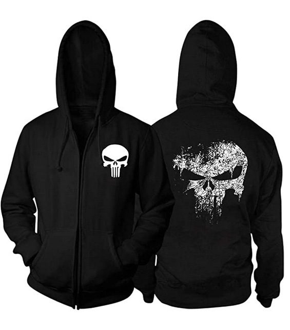 3D Printed Punisher Zip-up Hoo - đánh giá và giá Embroidery Zip Up Hoodie