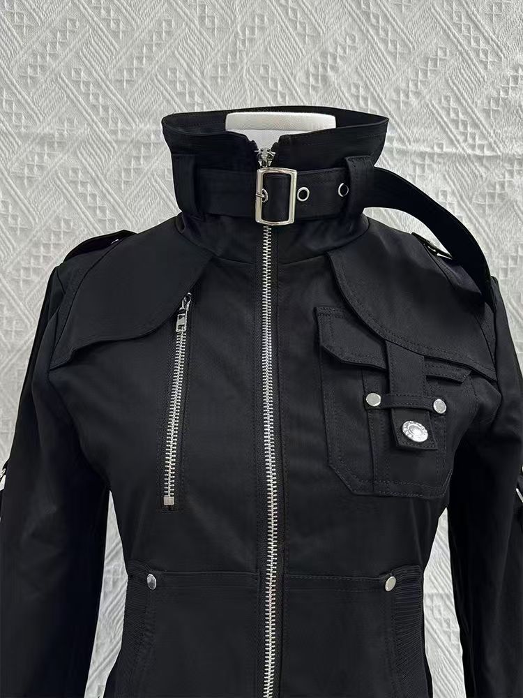 Y2K Gothic Black Slim Double Z - đánh giá và giá Embroidery Zip Up Hoodie