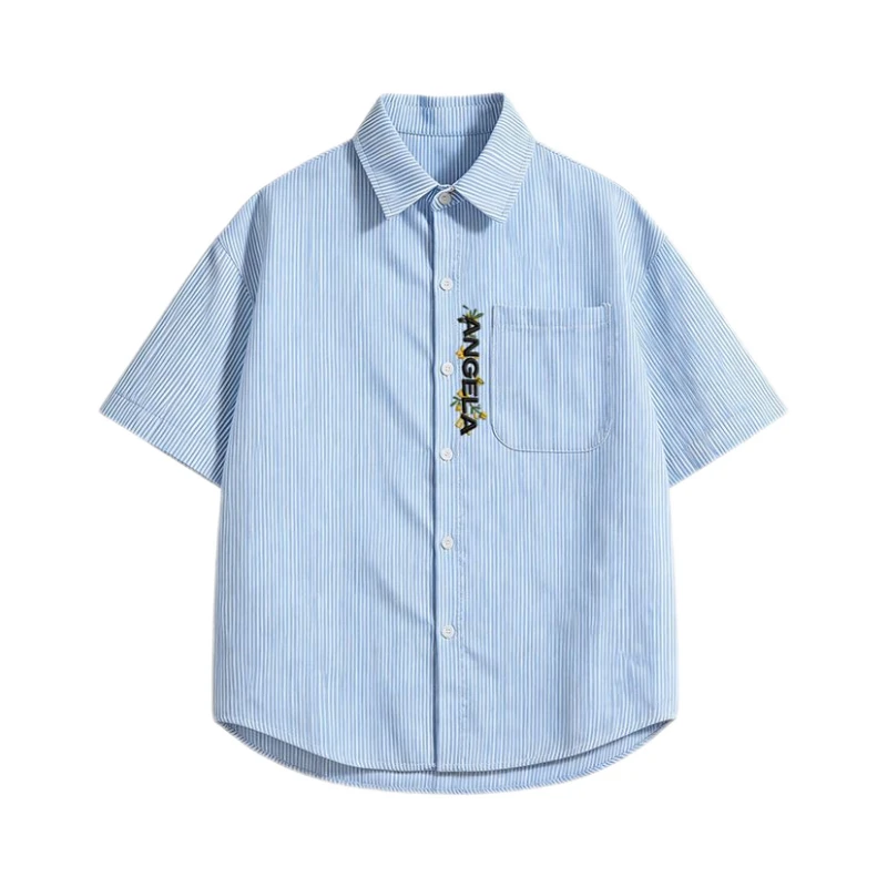 Men Women Striped Short Sleeve - đánh giá và giá Embroidery Men Shirt