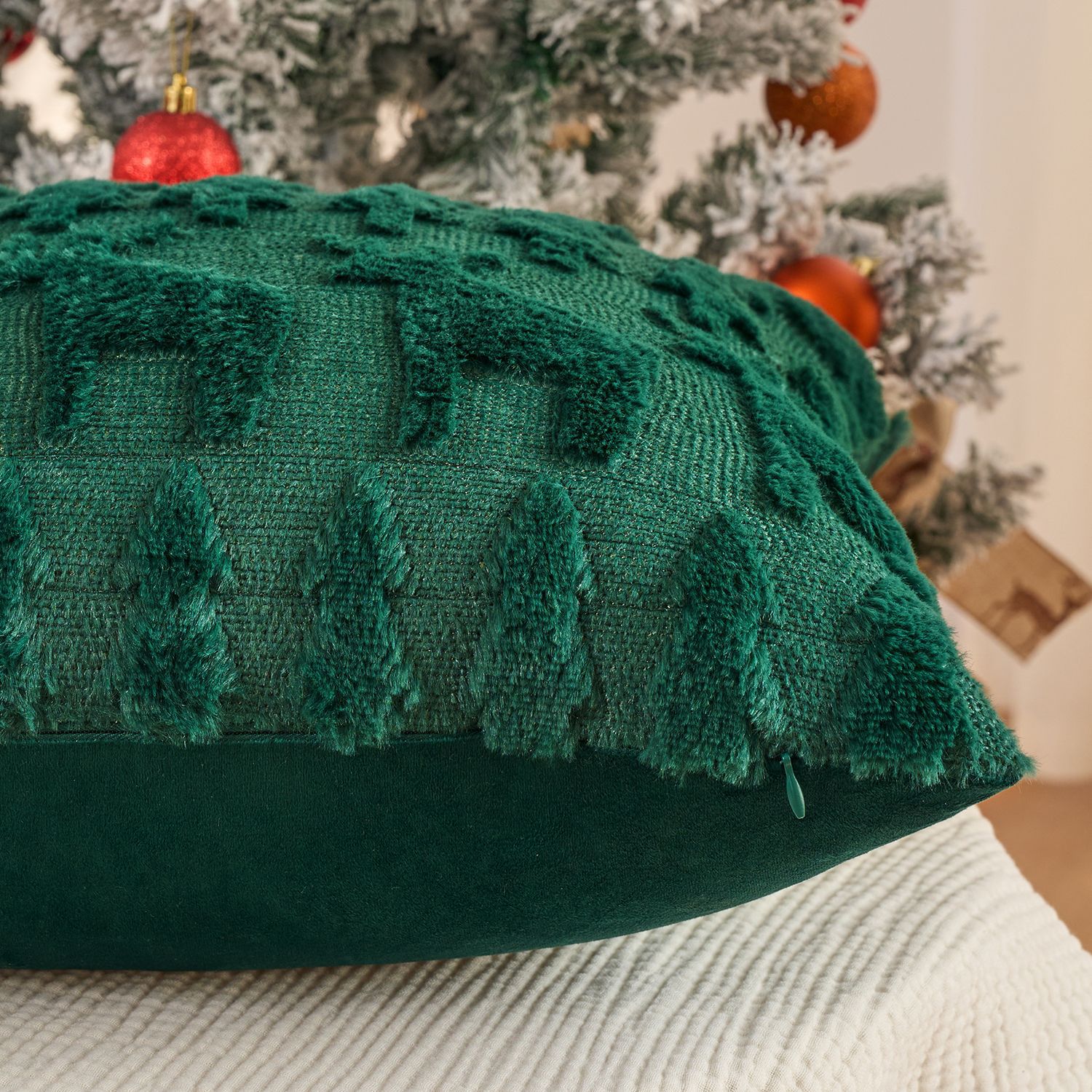Christmas Plush Pillow Cover S - đánh giá và giá Embroidery Xmas Tree