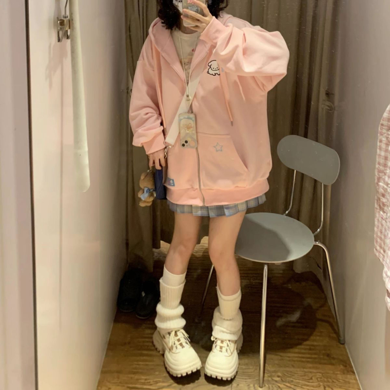 Japanese Kawaii Zip Up Hoodies - đánh giá và giá Embroidery Zip Up Hoodie